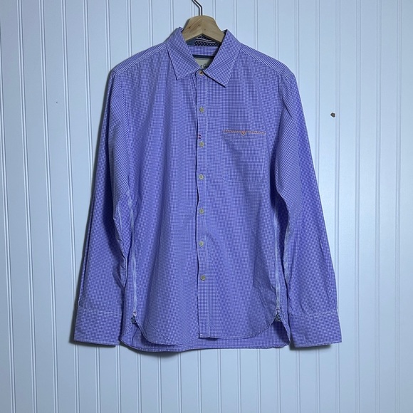 ROBERT GRAHAM Men's Light Purple gingham plaid checked tailored fit designer M - Picture 2 of 15